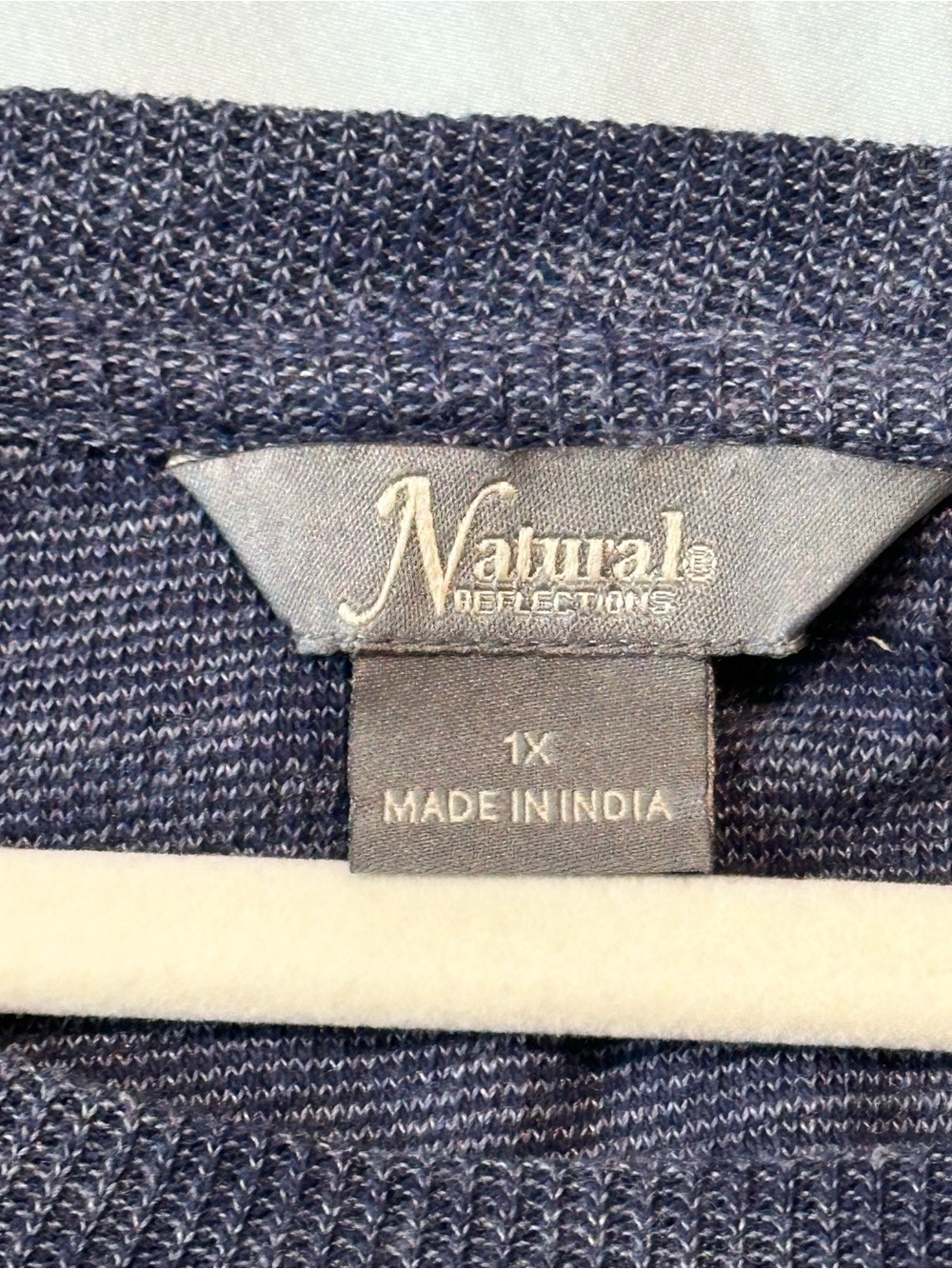 Natural Reflections Heathered Navy Knit Top Short Sleeve Size 1X - Picture 4 of 4